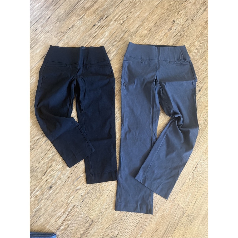 apt 9 tummy control pants Women's Size Petite Small Lot Of 2 Grey Black O